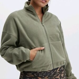 3/$20 Fabletics Rayne Polar Fleece Zip Up Slate Green Jacket Size Medium Spring